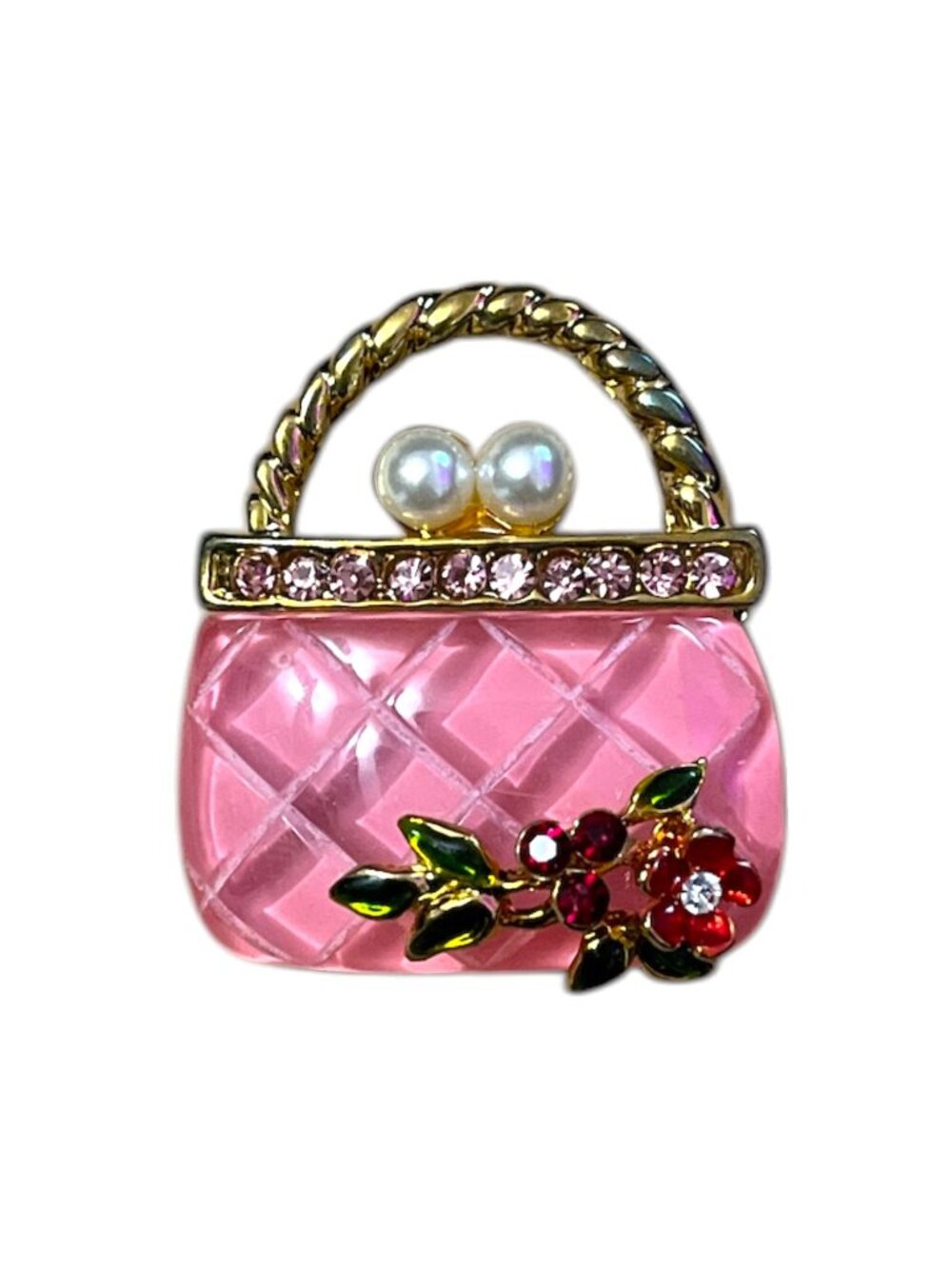 Pink Acrylic Handbag Brooch